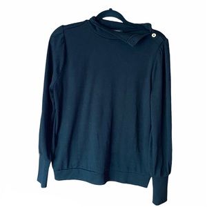 Banana Republic Black Sweater Gold Buttoned Neck